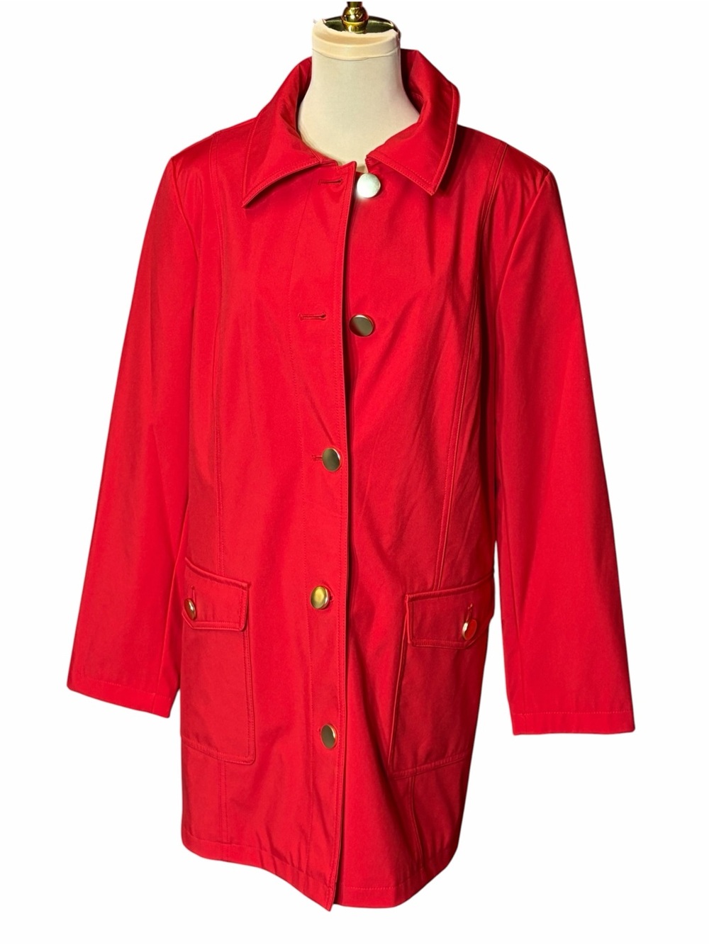 Dennis Basso Red Striped-Lining Jacket Size XL